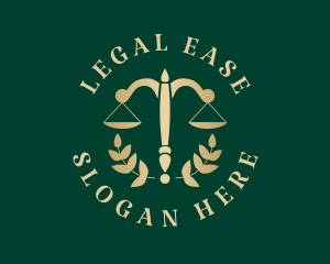 Legal - Legal Justice Scale Wreath logo design