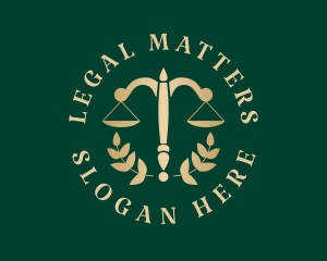 Legal Justice Scale Wreath logo design