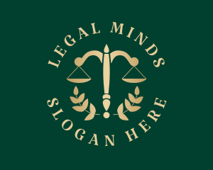Legal Justice Scale Wreath logo design