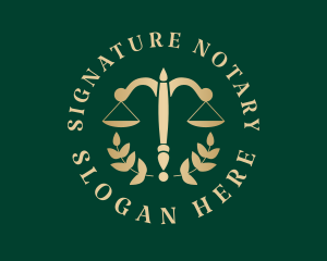Notary - Legal Justice Scale Wreath logo design