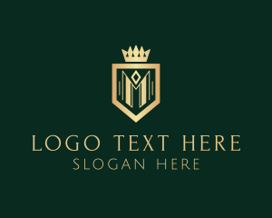 Shield - Royal Crown Letter M logo design