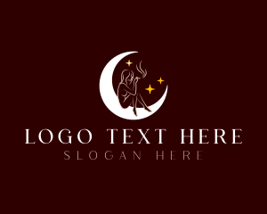 Cigarette - Moon Woman Smoking logo design