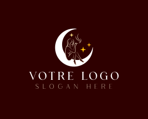 Erotic - Moon Woman Smoking logo design
