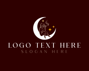 Hookah - Moon Woman Smoking logo design