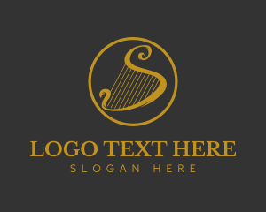 Orchestra - Gold Harp String logo design