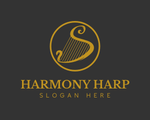 Harp - Gold Harp String logo design