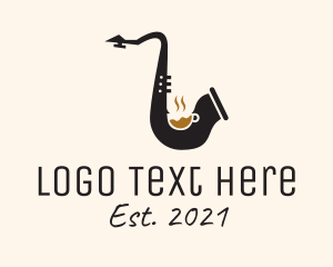 Music Lesson - Music Saxophone Cafe logo design