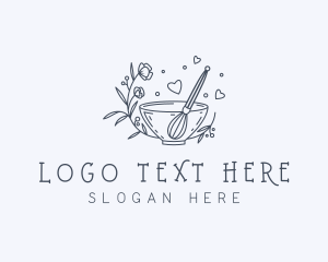 Wooden Spoon - Floral Whisk Baker logo design