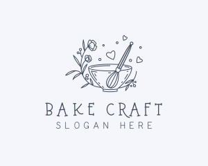 Floral Whisk Baker logo design