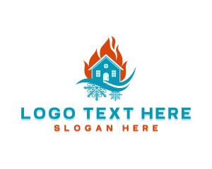 Hot - Home Air Conditioning logo design