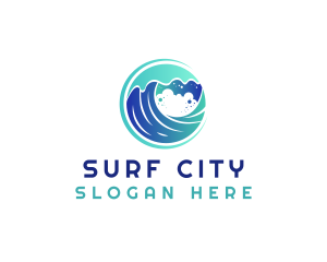 Wave Beach Surf logo design