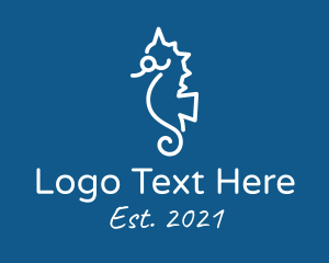 Marine Animal - White Marine Seahorse logo design