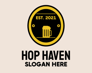 Alehouse - Beer Oval Badge logo design
