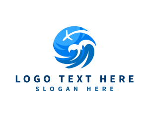 Airline - Airplane Travel Wave logo design