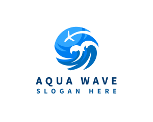 Airplane Travel Wave logo design