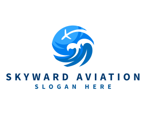 Airplane Travel Wave logo design