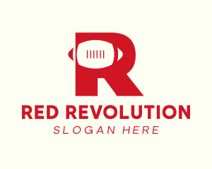 Red Football Letter R logo design