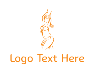 Ballerina - Orange Belly Dancer logo design