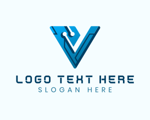 Letter V - Cyber Digital Technology logo design