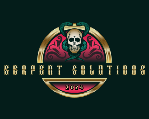 Snake Serpent Skull logo design