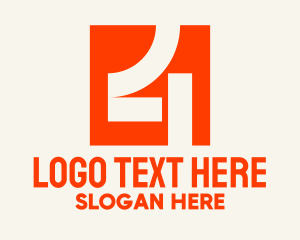 Red Square - Orange Number 4 logo design