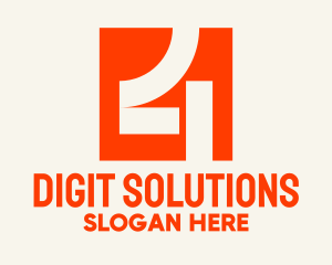 Number - Orange Number 4 logo design
