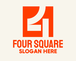 Four - Orange Number 4 logo design