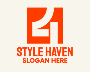 Block - Orange Number 4 logo design