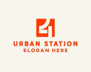 Station - Orange Number 4 logo design