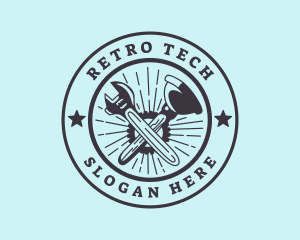 Retro Plumbing Repair  logo design