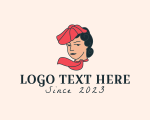 Retro - Fashion Woman Hat Scarf logo design
