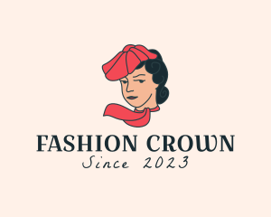 Fashion Woman Hat Scarf logo design