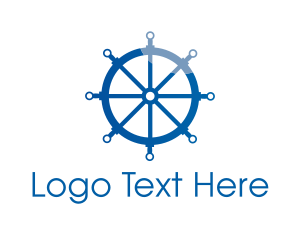 Sail - Blue Steering Wheel logo design