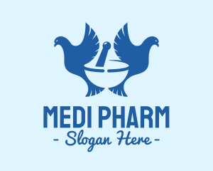 Pharmacology - Mortar & Pestle Doves logo design