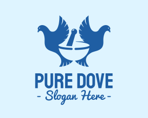 Dove - Mortar & Pestle Doves logo design