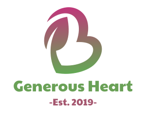 Gradient Heart Shape Leaf logo design