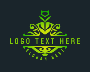 Eco - Ornamental Shovel Gardening logo design