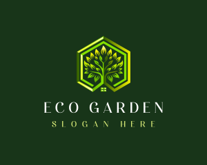 Tree Plant Hexagon logo design