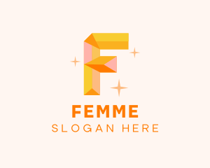 Shiny Gem Letter F logo design