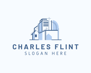 Blueprint - House Cityscape Architecture logo design