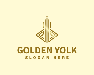 Golden Skyscraper Building logo design