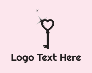 Romantic - Sparkle Heart Key logo design