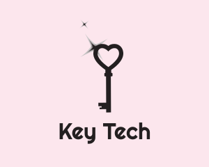 Key - Sparkle Heart Key logo design