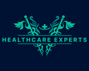 Medical Caduceus Staff logo design