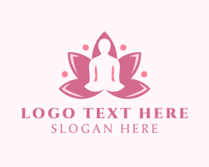 Mindfulness - Pink Lotus Meditation logo design