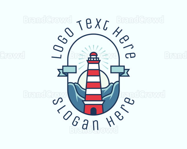 Sunset Nautical Lighthouse Logo