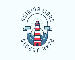 Sunset Nautical Lighthouse  logo design