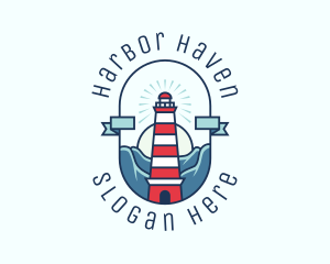 Sunset Nautical Lighthouse  logo design