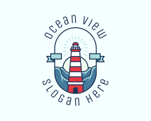 Pier - Sunset Nautical Lighthouse logo design