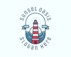 Sunset Nautical Lighthouse  logo design